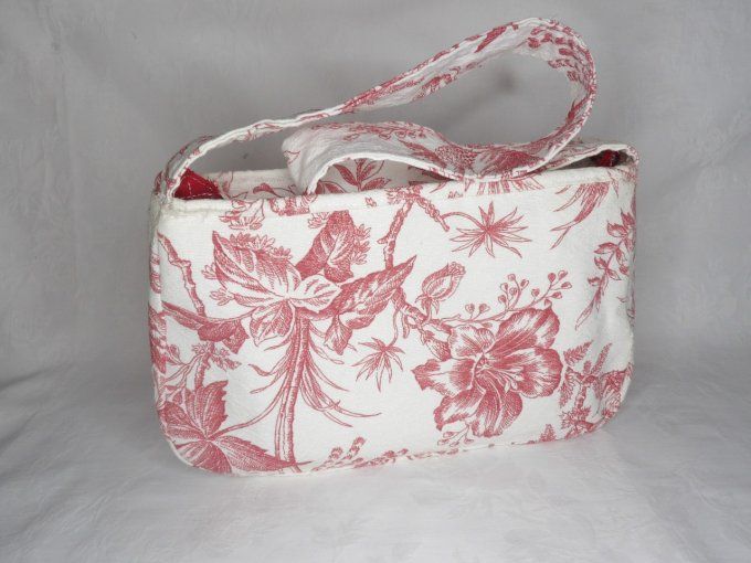 Sac baguette style toile de Jouy