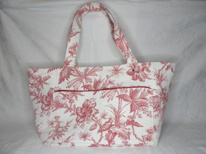 Sac de plage style toile de Jouy