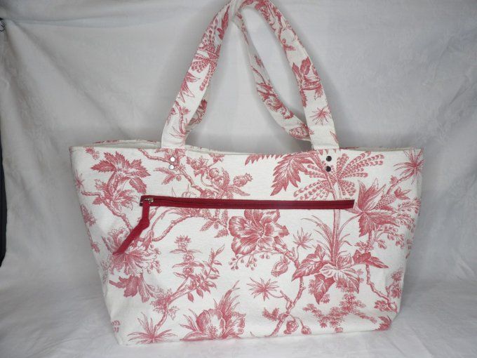 Sac de plage style toile de Jouy