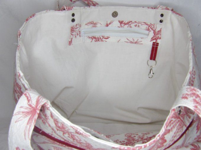 Sac de plage style toile de Jouy