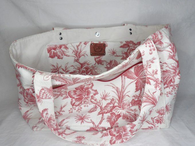 Sac de plage style toile de Jouy