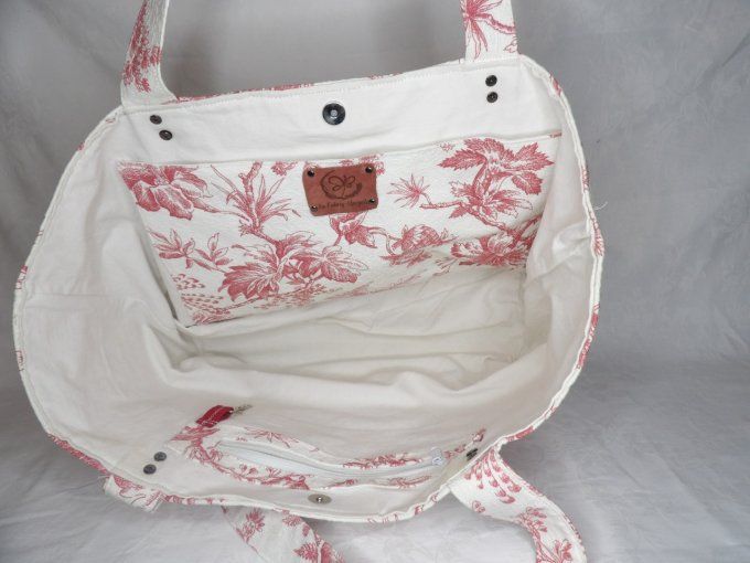 Sac de plage style toile de Jouy