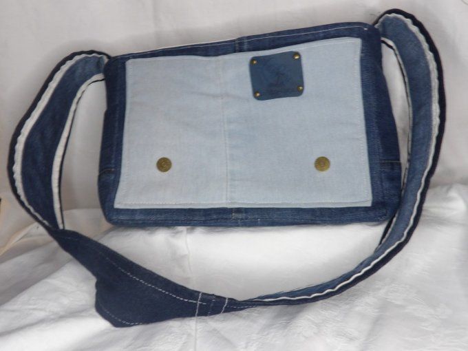 Sac Messager jean bleu et motif japonais