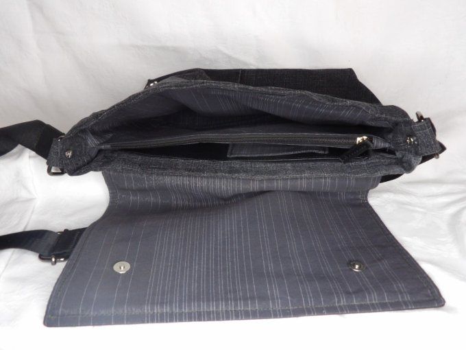 Sac messager noir jean et simili