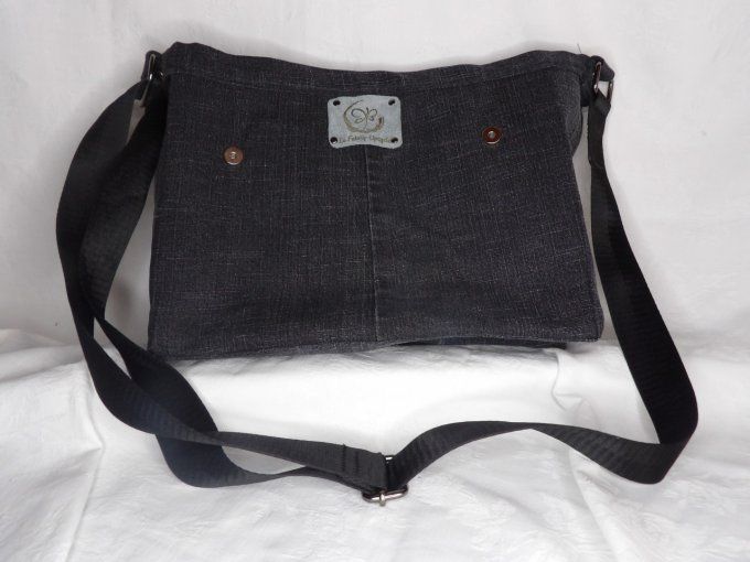 Sac messager noir jean et simili