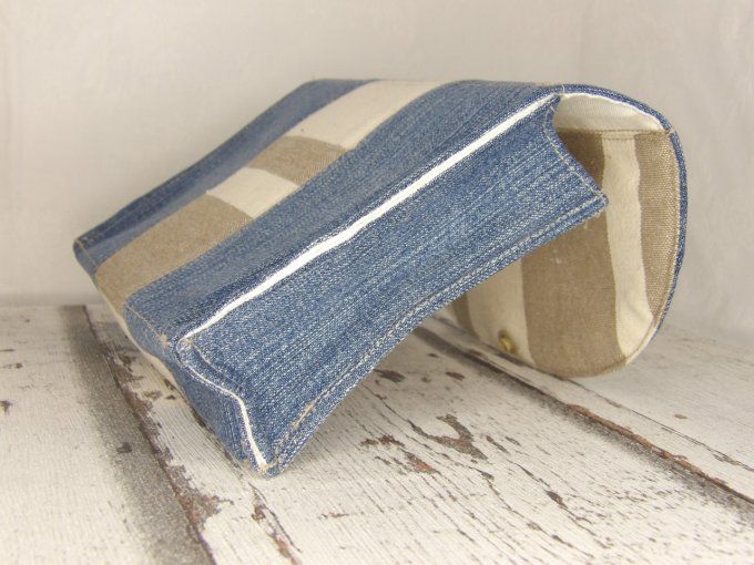 Pochette rectangulaire en jean bleu et Toile à matelas