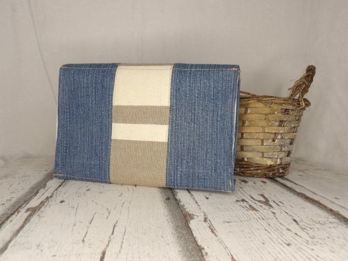 Pochette rectangulaire en jean bleu et Toile à matelas