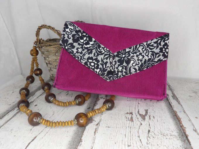 Pochette rectangulaire velours violet